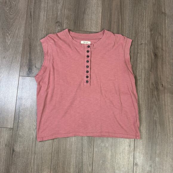 Madewell Garment Dyed Henley Muscle Tee Tshirt US Women's S - Picture 2 of 6